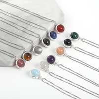 Colliers en argent 925 avec pendentif en agate multicolore et cristal de quartz, bijoux pour femmes, cadeaux d'anniversaire
