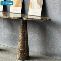 Table Console en marbre marron foncé de Style luxe avec deux pieds pour entrer dans le hall salon hôtel salle à manger décor à la maison
