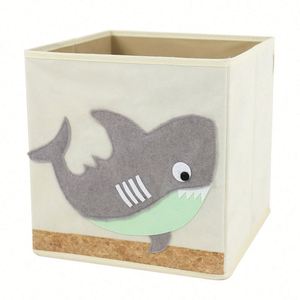 Boîtes de rangement pliables en tissu non tissé pour vêtements, jouets, organisateur de bacs empilables, pliables, motif baleine - Product Image 1