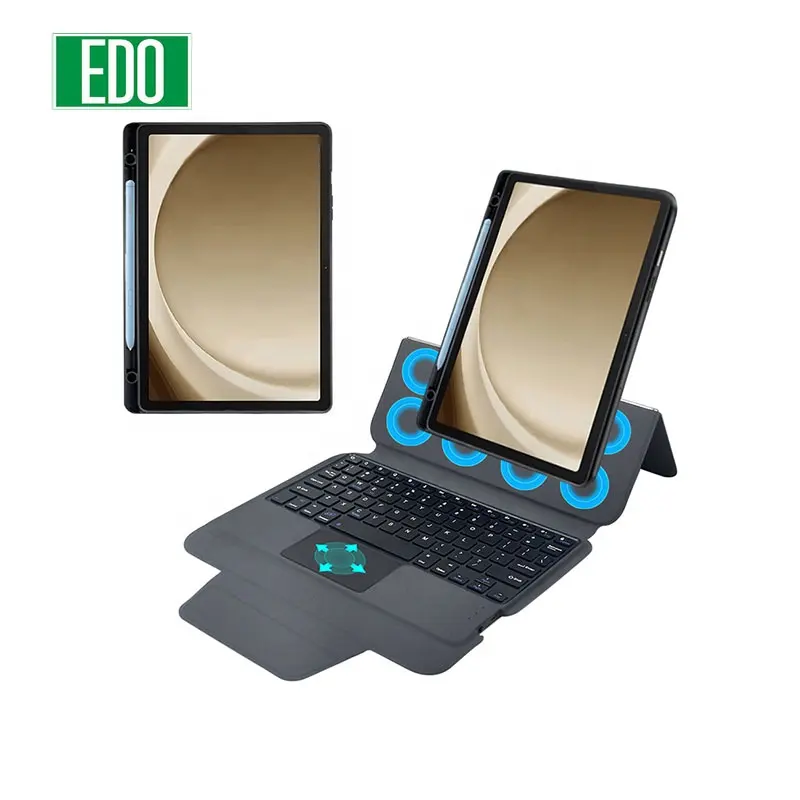 Sıcak satış Bluetooth kablosuz klavye tablet kalem yuvası ile Ultra ince deri kılıf kapakları 10.1 inç