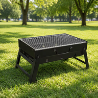 Barbecue portable pliable en acier noir avec surface antiadhésive pour le camping et l'utilisation en extérieur dans le jardin
