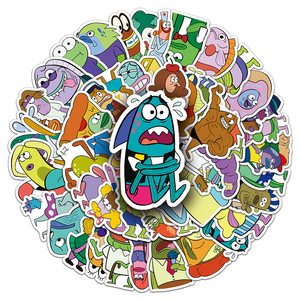 51 pz adesivo per telefono con fondo Bikini dipinto a mano con fondo e passante in stile cartone animato carino brutto pesce adesivo decorativo impermeabile per cellulare - Product Image 5