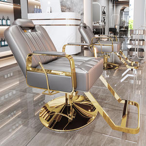 Chaise de barbier professionnelle multifonctionnelle au design moderne, inclinable, réglable en hauteur, avec revêtement en cuir chaud pour salon de beauté et spa - Product Image 3