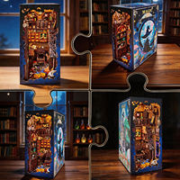 Kit DIY Magic Witch : Miniature de bibliothèque en bois, puzzle 3D, maison de poupée miniature, insert de étagère avec lumière LED – Cadeaux