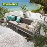 King Jardin Ensemble de mobilier de jardin en teck, design moderne en aluminium brossé, comprenant un fauteuil de patio à assise profonde, pour hôtels, complexes hôteliers et extérieur