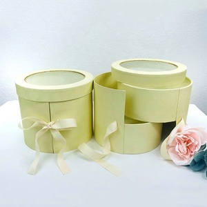 Lãng Mạn Biểu Tượng Tùy Chỉnh Sang Trọng Tăng Bao Bì Giấy Xi Lanh Cứng Nhắc Các Tông Với Quà Tặng Hộp Hoa - Product Image 6