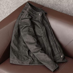 Veste <span class=keywords><strong>en</strong></span> <span class=keywords><strong>cuir</strong></span> de vachette TONGYANG, style classique décontracté, manteaux <span class=keywords><strong>en</strong></span> <span class=keywords><strong>cuir</strong></span> véritable pour hommes, vestes de motard vintage de haute qualité <span class=keywords><strong>en</strong></span> <span class=keywords><strong>cuir</strong></span> véritable pour hommes - Product Image 3