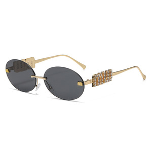Miao Family Frameless Cut Edge <b>Sunglasses</b> UV400 Black Unisex PC Lens European American Style - Product Image 5