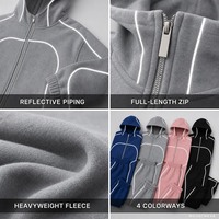 Ensemble de survêtement unisexe réfléchissant, coupe ample, avec capuche épaisse et fermeture éclair intégrale, pantalon de survêtement à jambe large en molleton épais, style Hip-Hop, personnalisable en usine