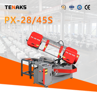 Scie à ruban horizontale pour métaux TENAKS PX-28/45S, 0-60 degrés d'angle, étau hydraulique, machine à couper l'acier avec moteur 3.0kW