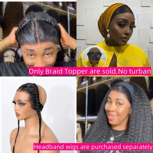 ท็อปเปอร์ผมแท้แบบไม่<span class=keywords><strong>ต</strong></span>้องใช้กาว 13x4 แบบคลิปติด ทรงเกเล่ ทูร์บัน สำหรับผู้หญิง ทรงผมแอฟโฟร <span class=keywords><strong>ทวิ</strong></span>สต์ พร้อมผมด้านหน้าแบบลูกไม้ - Product Image 6