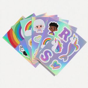 Autocollants personnalisés en vinyle holographique UV découpés à la forme, imperméables, effet arc-en-ciel, avec logo imprimé UV - Product Image 2