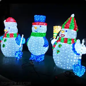 Commercial Outdoor Led Lighted Life Size Winter 3D Christmas Lights Theme Acrylique Noel Snowman Decor Acrylic