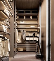 Nextop Armoire de chambre à coucher personnalisée Modern Luxe Polif Placard intégré Verre Cuir Porte d'armoire Design avec îlots de dressing