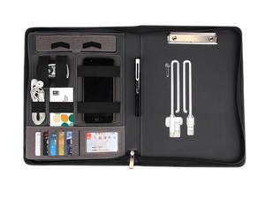 Sac à fermeture éclair de chargement de portefeuille d'affaires Batterie externe intégrée de 8000mah et bloc-notes - Product Image 4