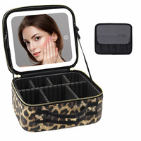 Organisateur de maquillage de voyage professionnel en polyester à pois, couche détachable, boîte de rangement, mini sac à main