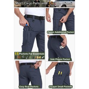 Custom Men's <b>Stretch</b> Tactical <b>Cargo</b> Pants 100% Cotton Multiple Pockets Breathable Work Outdoor Hiking Trousers - Product Image 4