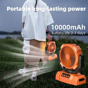 พัดลมชาร์จ USB พร้อมไฟ LED พาวเวอร์แบงค์ 10000mah พัดลมพกพาปรับความเร็วได้ 4 ระดับ พัดลมระบายความร้อนกลางแจ้งแบบชาร์จไฟได้ พัดลมพลาสติกสำหรับตั้งแคมป์ - Product Image 2