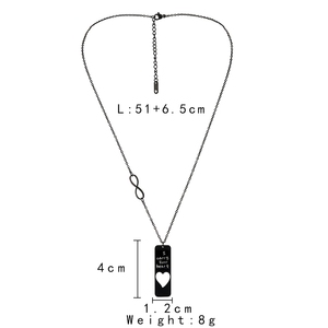 Nouveau à la mode 2 pièces/ensemble en acier inoxydable amour coeur <span class=keywords><strong>symbole</strong></span> éternel 8 plaque carrée pendentif bijoux collier pour Couple amoureux - Product Image 5