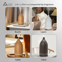 Diffuseur de parfum en céramique mate à grain de bois, 3 couleurs, avec lumière nocturne colorée à brume fine de 110 ml pour bureau, chambre à coucher, bureau