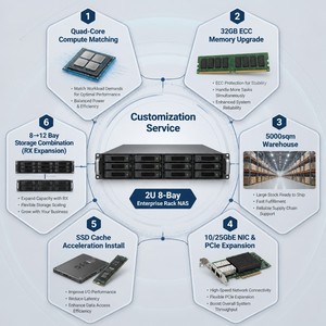 Synologys RackStation RS1221RP+ 8 תאי אחסון NAS עם מעבד AMD Ryzen V1500B, זיכרון 32GB DDR4 ECC, 4x GbE, מוכן ל-10GbE, ספק כוח רזרבי, NAS בגודל 2U - Product Image 5