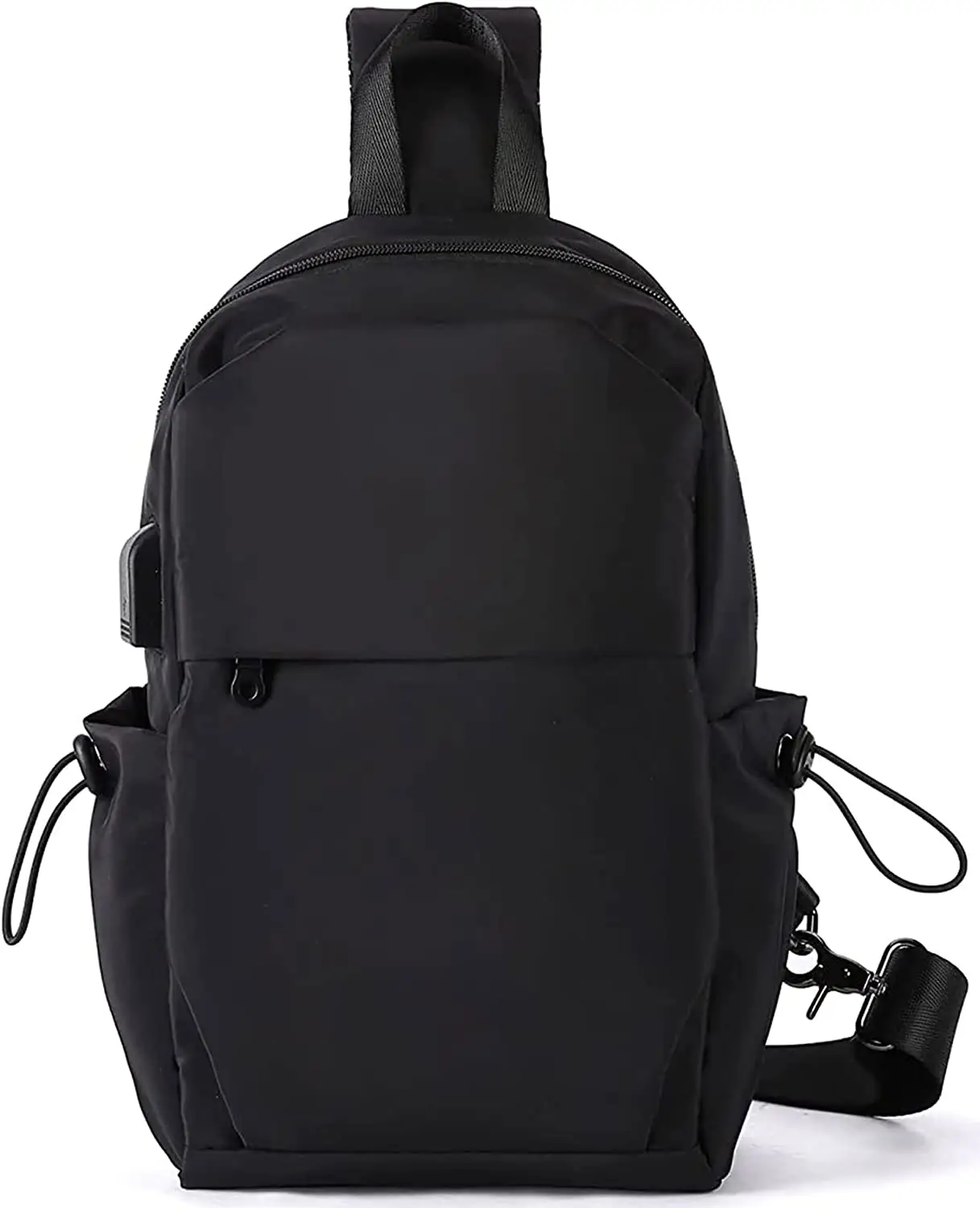 Black Sling Crossbody Backpack Shoulder Bag for Men Women Lightweight One Strap for Hiking Walking Biking Travel Cycling