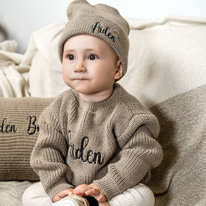 Maglione <span class=keywords><strong>per</strong></span> Neonati Personalizzato Fai-da-Te in 100% Cotone con Lettere/<span class=keywords><strong>Nome</strong></span> del Bambino Ricamate a Mano/Macchina, Regalo di Compleanno <span class=keywords><strong>per</strong></span> Bambini e Bambine - Product Image 2