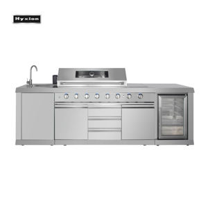 Cuisine modulaire d'extérieur à usage intensif avec réfrigérateur à compresseur de 58L, gril à barbecue et armoire pour appareils électroménagers - Product Image 1