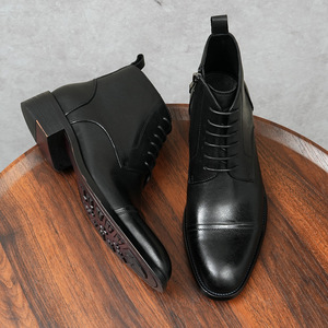 Zapatos de Vestir Formales para Hombre, Estilo Nuevo, Personalizados, con Suela Gruesa y Punta Redonda, de Cuero Genuino, para Bodas - Product Image 4