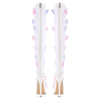 Bottes au-dessus du genou en maille blanche papillon pour femmes Peep Toe Platform Stiletto High Heel Fashion Boots