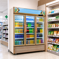 Lemari Pendingin Display 3 Pintu Kaca Vertikal Berpendingin Udara, Kulkas Merchandiser Tegak, Pendingin Minuman Sistem Pendingin Langsung