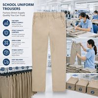 Pantalon d'uniforme pour garçons à taille élastique, antibactérien, sans couture, en fibre de polyester, pour l'école/le travail, plusieurs couleurs personnalisables