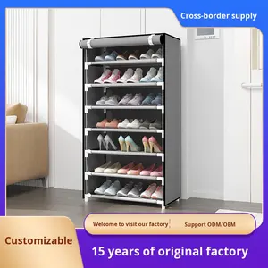 Zapatero Metálico Moderno y Simple <span class=keywords><strong>con</strong></span> <span class=keywords><strong>Cremallera</strong></span>, Mueble de Almacenamiento Multicapa para el Hogar, Multifuncional y a Prueba de Polvo - Product Image 2