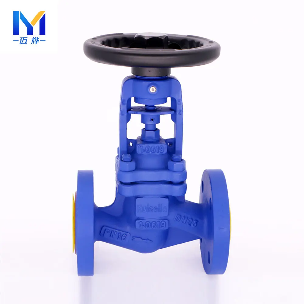 Cast Steel Pn40 Dn50 Steam And Thermal Oil Manual Operated Bellow Seal Stop Globe Valves