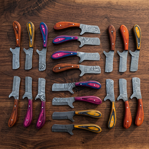 Couteau Bull Cutter en acier Damas avec manche en bois Pakka, couteau de survie pour le camping et le bricolage - Garantie de 3 ans, prix abordables - Product Image 1