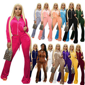 Ensemble <span class=keywords><strong>Velours</strong></span> Deux Pièces Personnalisé Automne Hiver 2024 : Survêtement Capuche et <span class=keywords><strong>Pantalon</strong></span> Droit pour Femme - Product Image 3