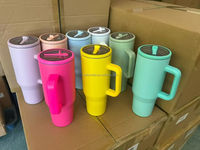 Gobelet isotherme de 40 oz anti-fuite avec poignée colorée, en acier inoxydable, pour sublimation, tasses de voyage grand volume