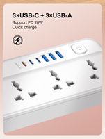 Multiprise LDNIO SC5614C 5 prises avec interrupteur indépendant, prise universelle EU/UK, rallonge pour ordinateur