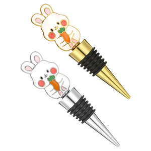 Rabbit Shaped Wine <b>Stopper</b> Gold And Silver Zinc Alloy Sealing Bottle <b>Stopper</b> For Wedding Party - Product Image 4