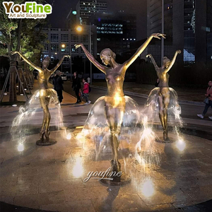 Decoración de Jardín al Aire Libre, Escultura de Bronce de Mujer <span class=keywords><strong>Bailarina</strong></span>, Fuente de <span class=keywords><strong>Agua</strong></span>, Estatua - Product Image 3