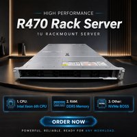 Server Rack Dell EMC PowerEdge R470 1U 1-Socket 10Sff 2.5 Pollici con Processore Xeon 6/Memoria DDR5 128G/H755/Alimentatore 1100W