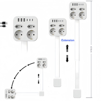 Enchufe europeo con 4 tomas de corriente y USB, extensor de enchufe de pared para sofá, mesita de noche, regleta de alimentación