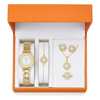 Coffret Cadeau Montre et Bijoux pour Femme Elite 5 Pièces – Élégant Ensemble Or Rose : Montre-Bracelet, Bracelet, Collier, Bague, Boucles d'Oreilles – Cadeau d'Entreprise B2B