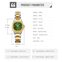 Montre à quartz pour femme SKMEI 9408, design vintage, simple et luxueuse, avec bracelet en acier inoxydable et accents de diamants