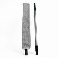 Plumeau télescopique avec manche en microfibre - Tissu doux gris pour le nettoyage sous le lit et sous le canapé, manche extensible pour les espaces étroits