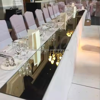 Drap de table rond en PE de 60 à 72 pouces pour mariage Dessus de table en acrylique miroir or et argent Dessus de table de mariage