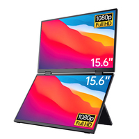 Moniteur portable professionnel 15,6 pouces FHD 1920x1080 IPS, double écran pliable pour ordinateur portable, HDR 100% SRGB, Type C, double écran