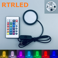Kit de lampe LED ronde noire USB 5V avec télécommande pour imprimante 3D, lumière de table, lumière de nuit RGB pour la maison, kit de lampe LED Bambu Lab 001