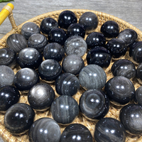 Boules de cristal naturelles en obsidienne argentée, polies à la main, de 20 à 120 millimètres, utilisées pour la guérison, le Feng Shui et le bricolage.