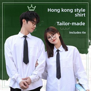 Camisas de Manga Larga de Algodón para Hombre, Estilo Japonés y Moderno de Hong Kong, Uniformes Escolares Personalizados con Logotipo Impreso para Graduación - Product Image 1